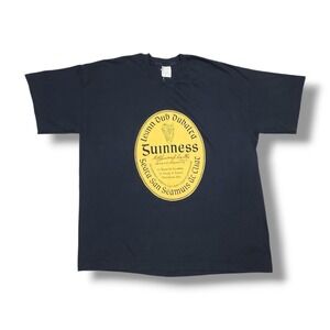 Vintage Guinness Beer Dublin‎ Ireland Made Black Screen Stars T-Shirt Men's 2XL